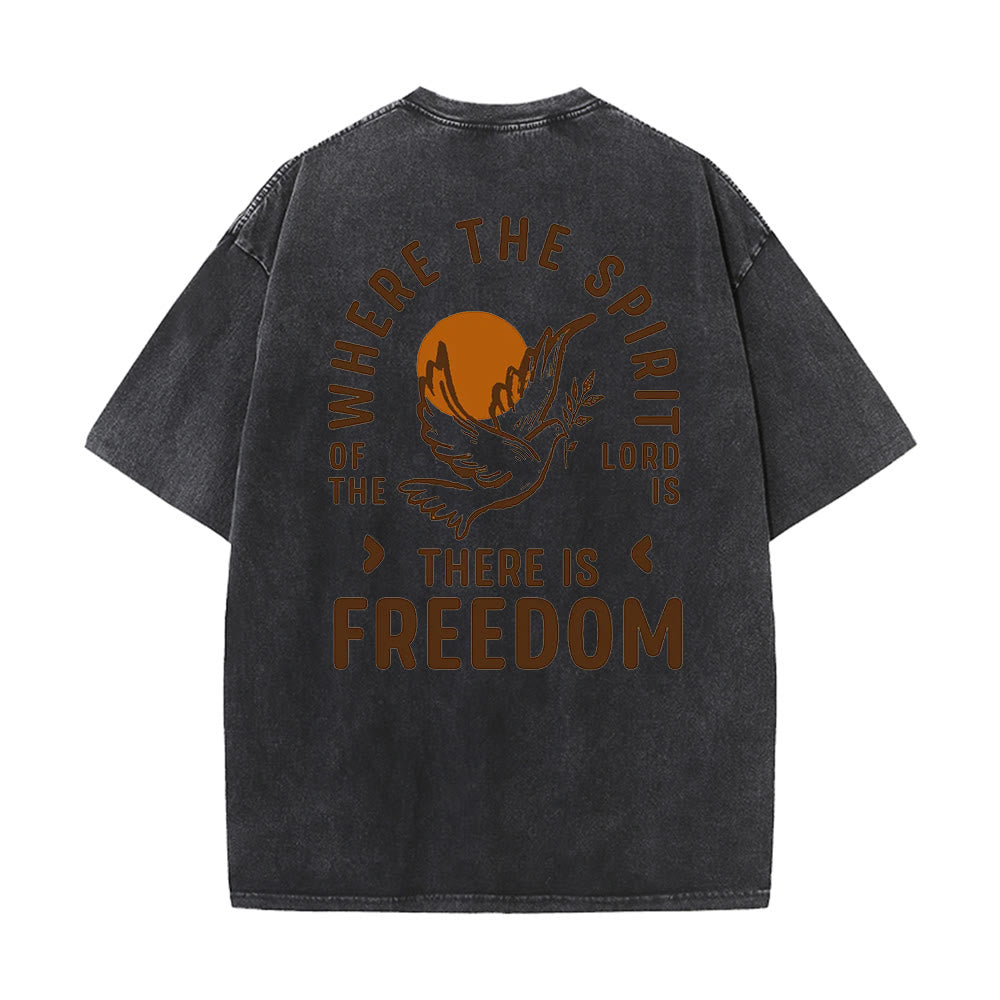 Christianartworkshop Spirit of the Lord and Freedom Unisex Washed T-Shirt