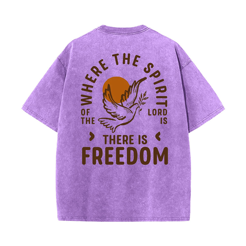 Christianartworkshop Spirit of the Lord and Freedom Unisex Washed T-Shirt