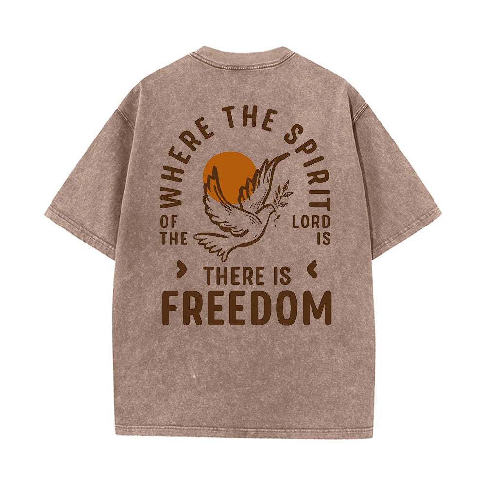 Christianartworkshop Spirit of the Lord and Freedom Unisex Washed T-Shirt