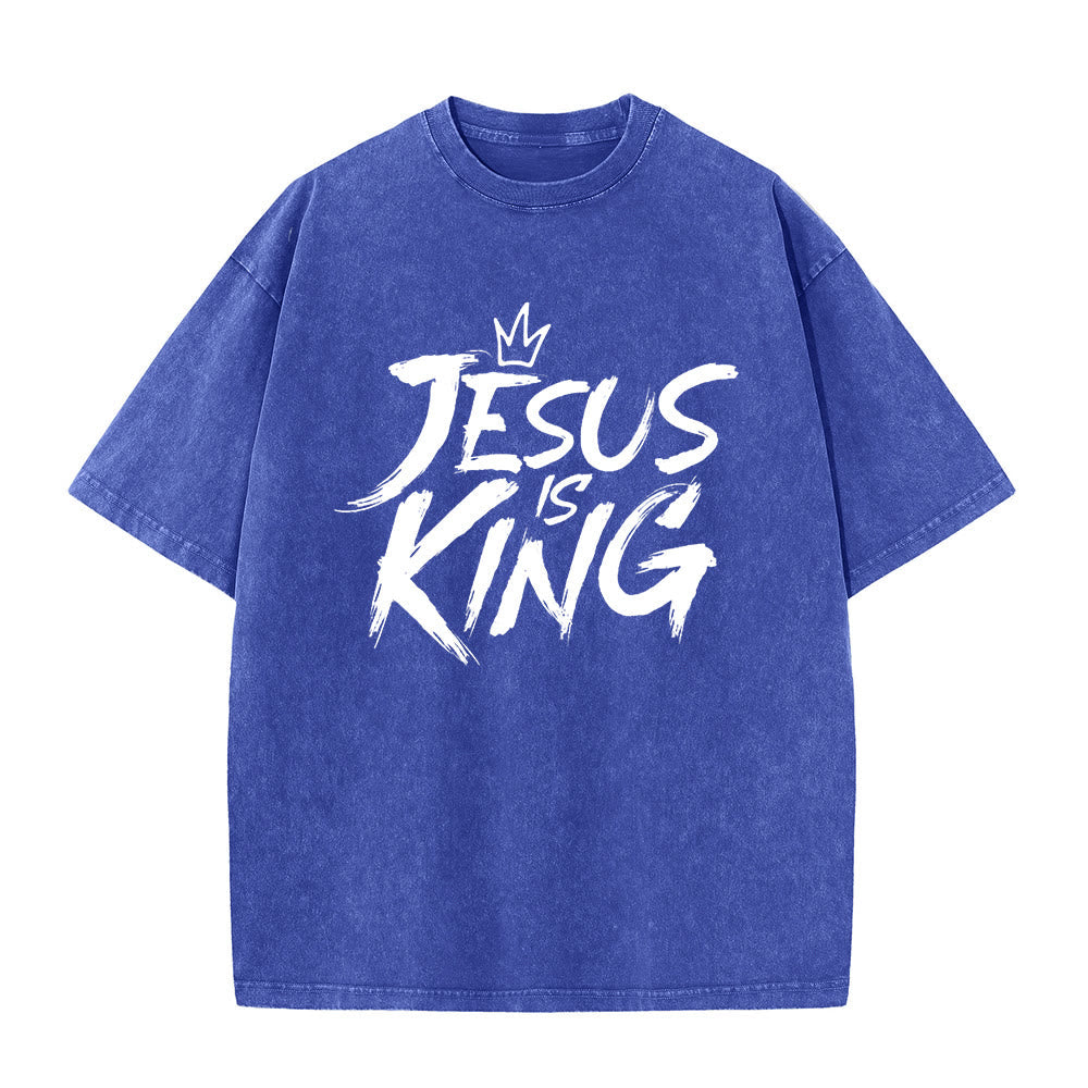 Christianartworkshop Jesus Is King Unisex Washed T-Shirt