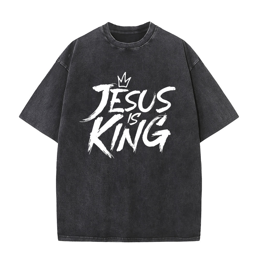 Christianartworkshop Jesus Is King Unisex Washed T-Shirt