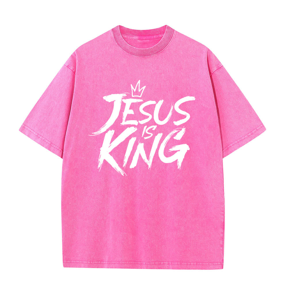 Christianartworkshop Jesus Is King Unisex Washed T-Shirt