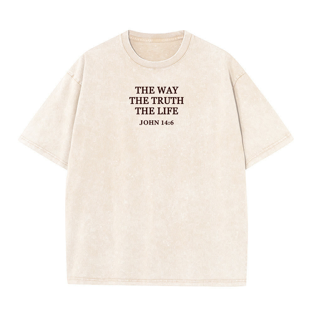 Christianartworkshop Jesus is The Way The Truth The Life - John 14:6 Washed T-Shirt