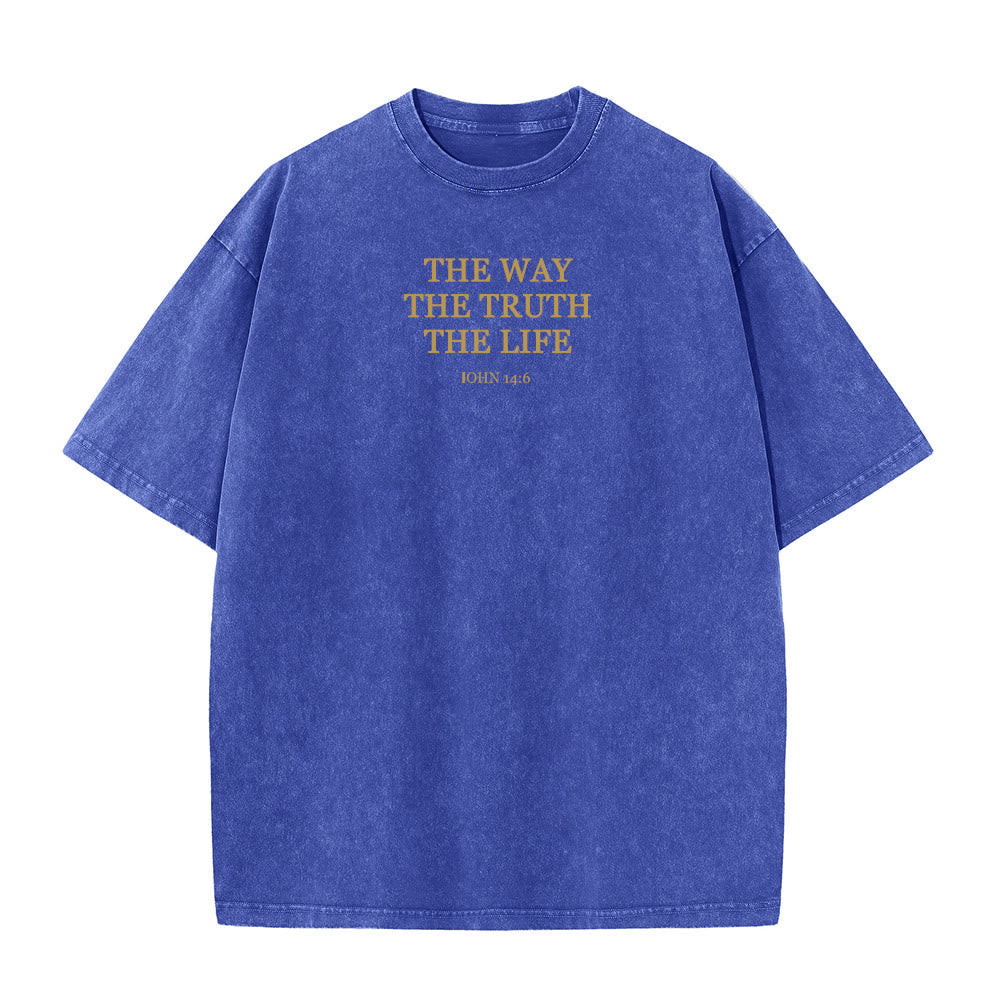 Christianartworkshop Jesus is The Way The Truth The Life - John 14:6 Washed T-Shirt