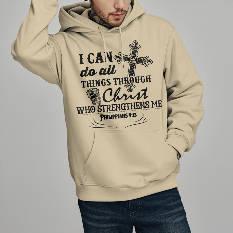 Quotation Style I Can Do All Things Fleece Lined Polyester Hoodie