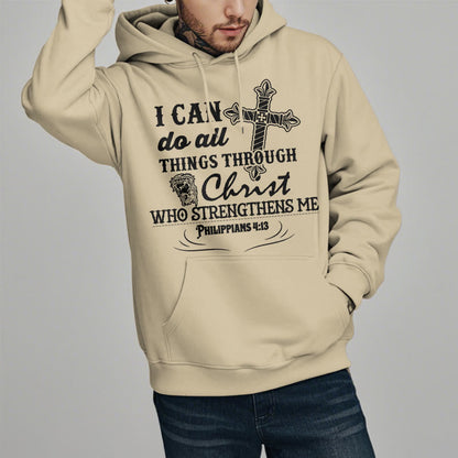Quotation Style I Can Do All Things Fleece Lined Polyester Hoodie