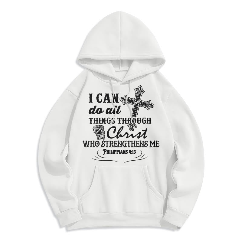 Quotation Style I Can Do All Things Fleece Lined Polyester Hoodie