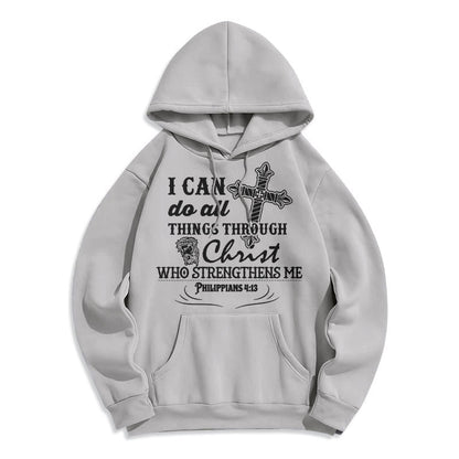 Quotation Style I Can Do All Things Fleece Lined Polyester Hoodie