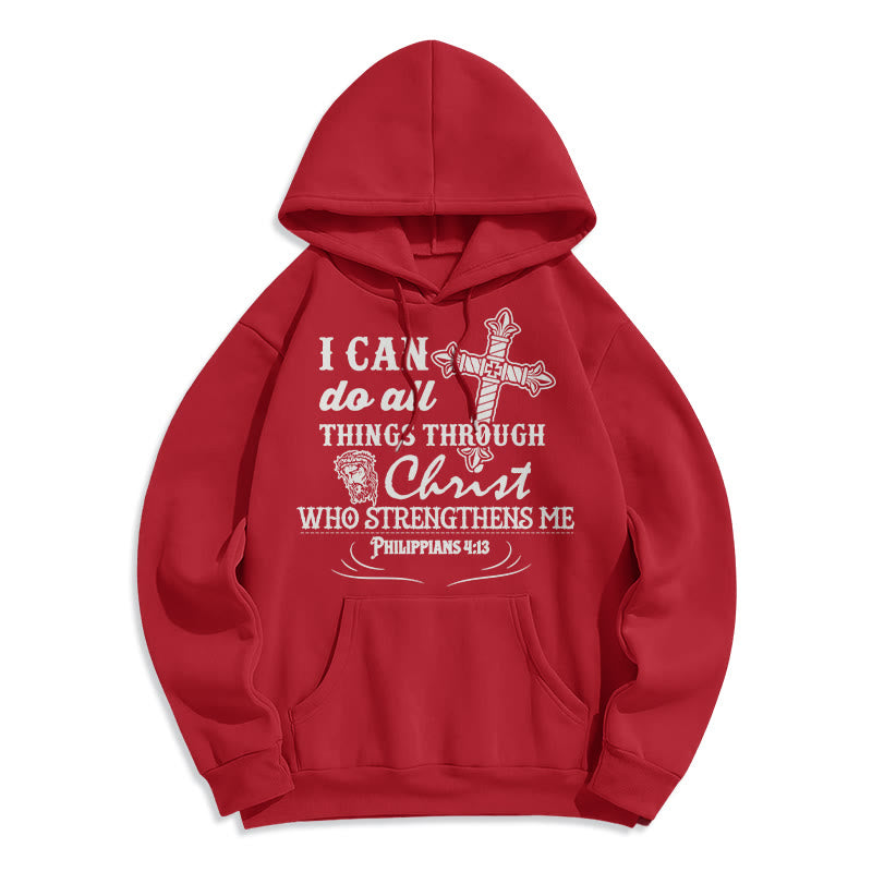 Quotation Style I Can Do All Things Fleece Lined Polyester Hoodie