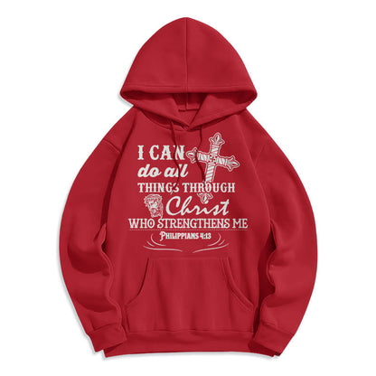 Quotation Style I Can Do All Things Fleece Lined Polyester Hoodie