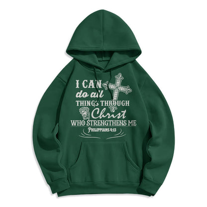 Quotation Style I Can Do All Things Fleece Lined Polyester Hoodie