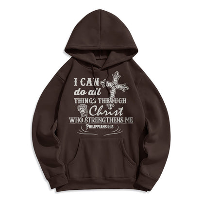 Quotation Style I Can Do All Things Fleece Lined Polyester Hoodie