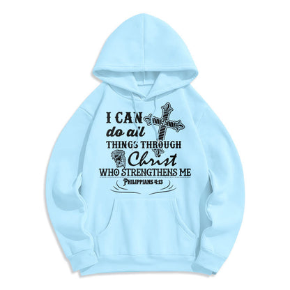 Quotation Style I Can Do All Things Fleece Lined Polyester Hoodie