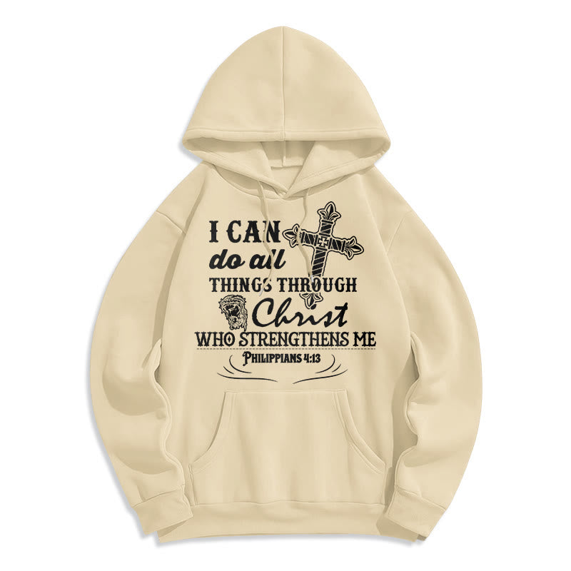 Quotation Style I Can Do All Things Fleece Lined Polyester Hoodie