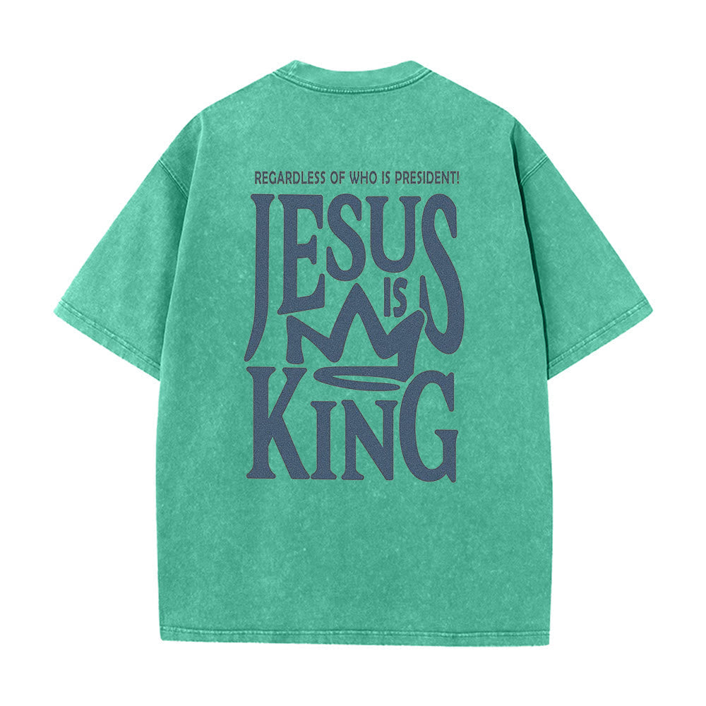 Christianartworkshop Jesus is King Statement Unisex Washed T-Shirt