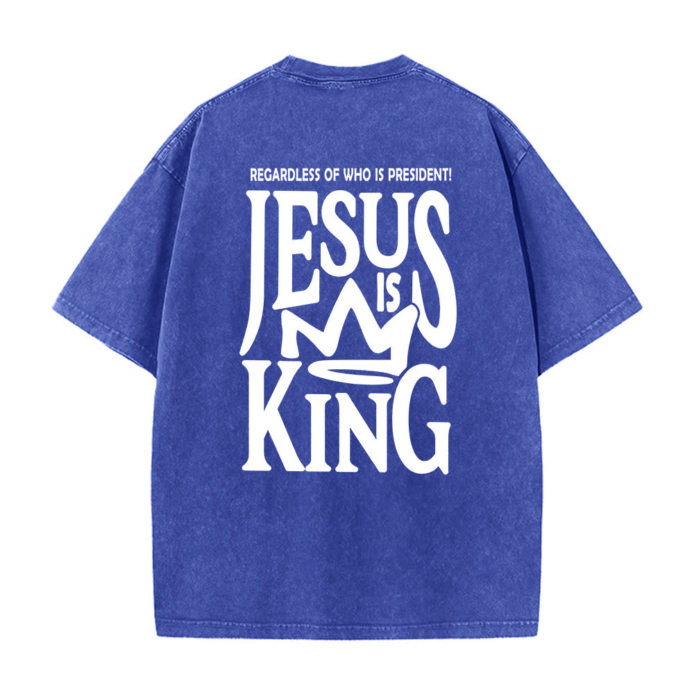 Christianartworkshop Jesus is King Statement Unisex Washed T-Shirt
