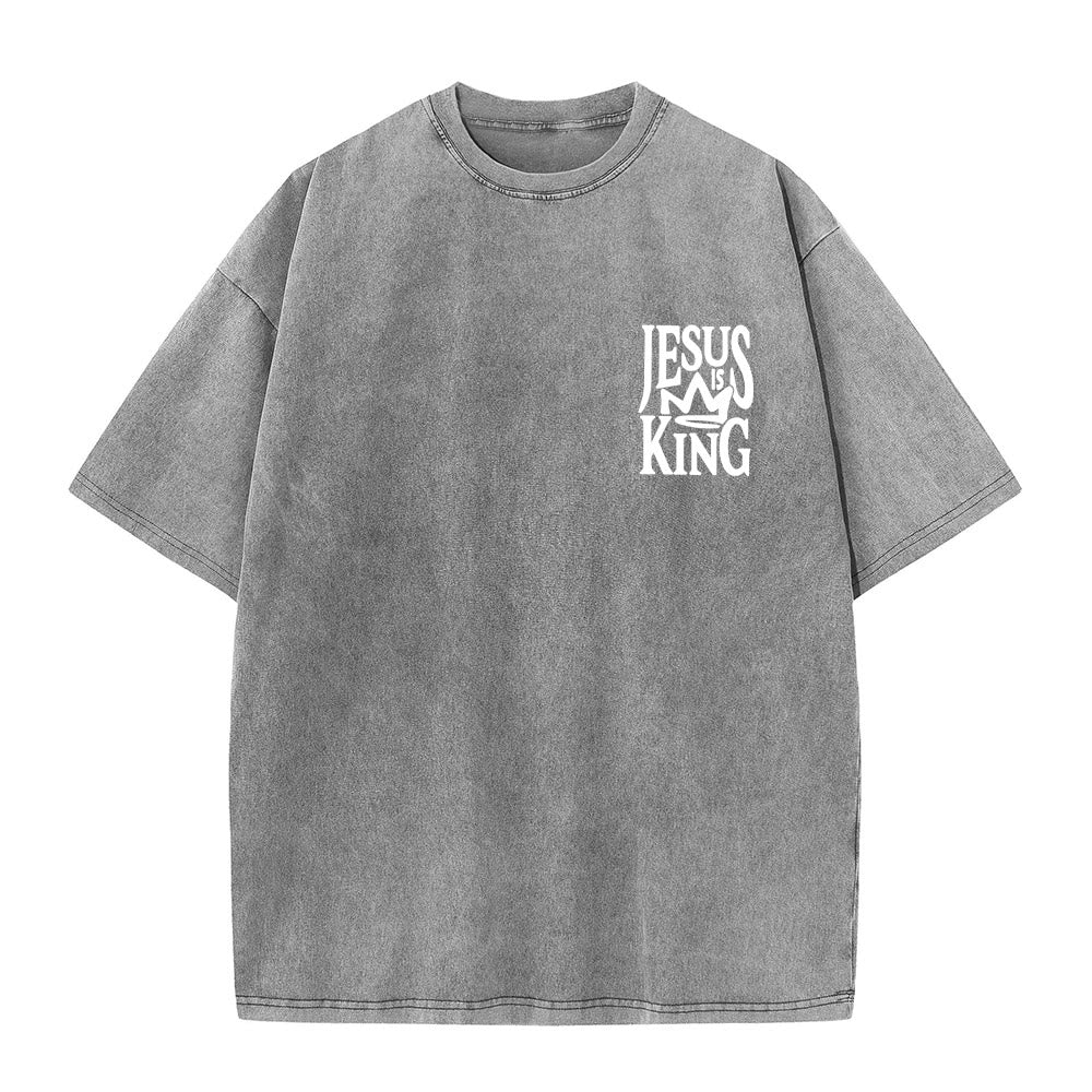 Christianartworkshop Jesus is King Statement Unisex Washed T-Shirt