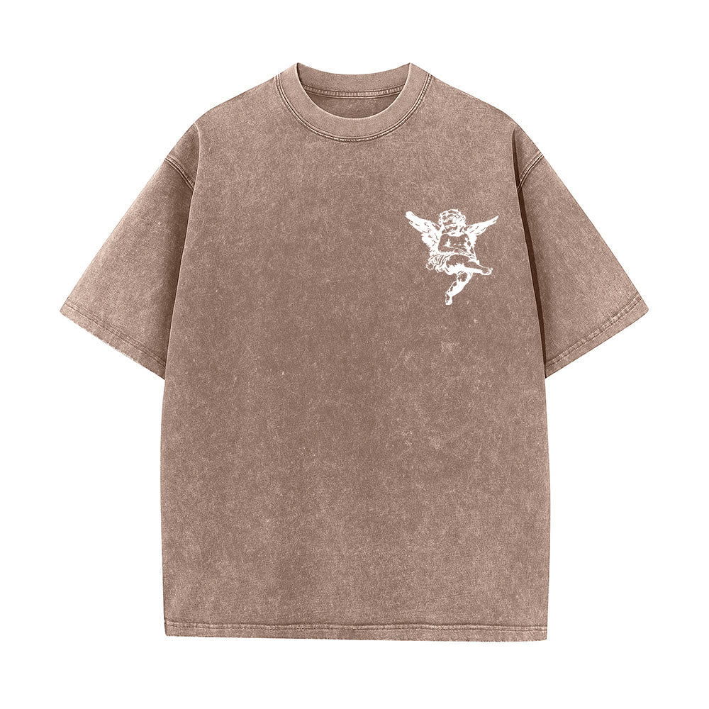 Christianartworkshop Inspired Blessed T-Shirt with Cherub Design Unisex Washed T-Shirt