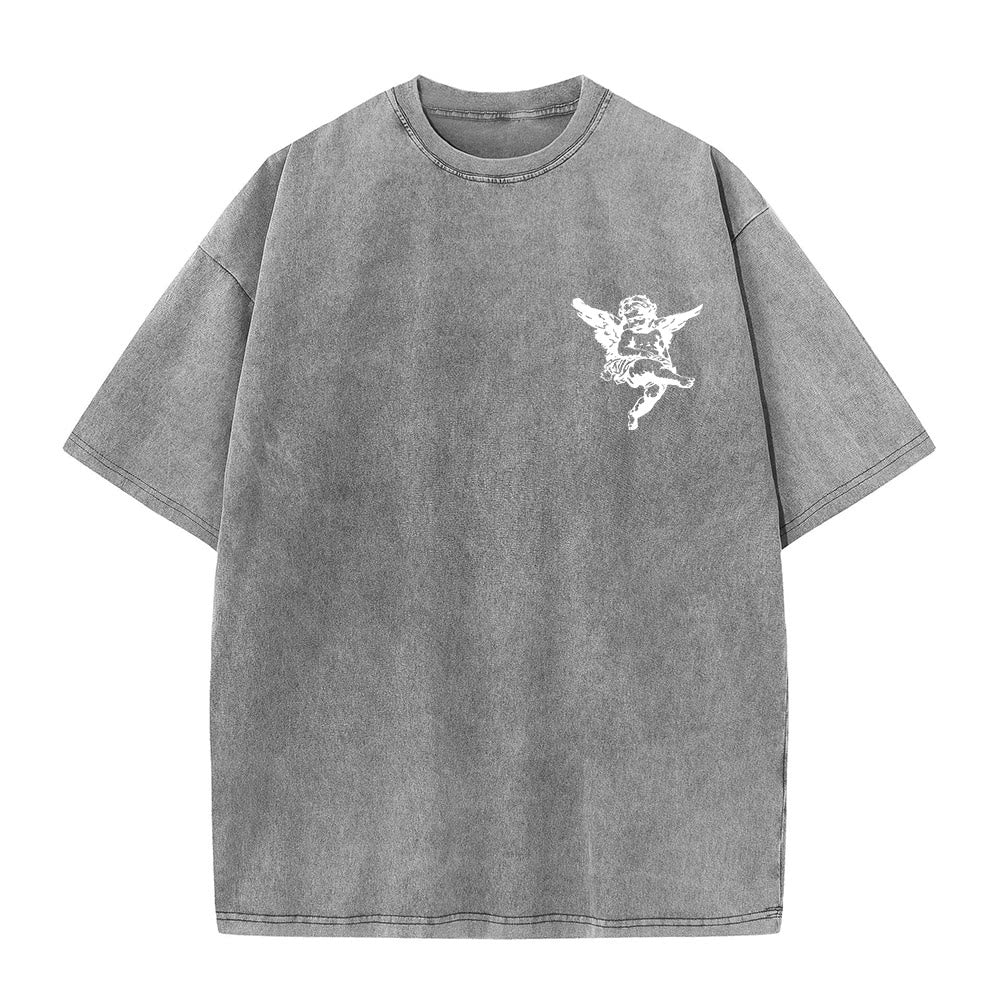 Christianartworkshop Inspired Blessed T-Shirt with Cherub Design Unisex Washed T-Shirt