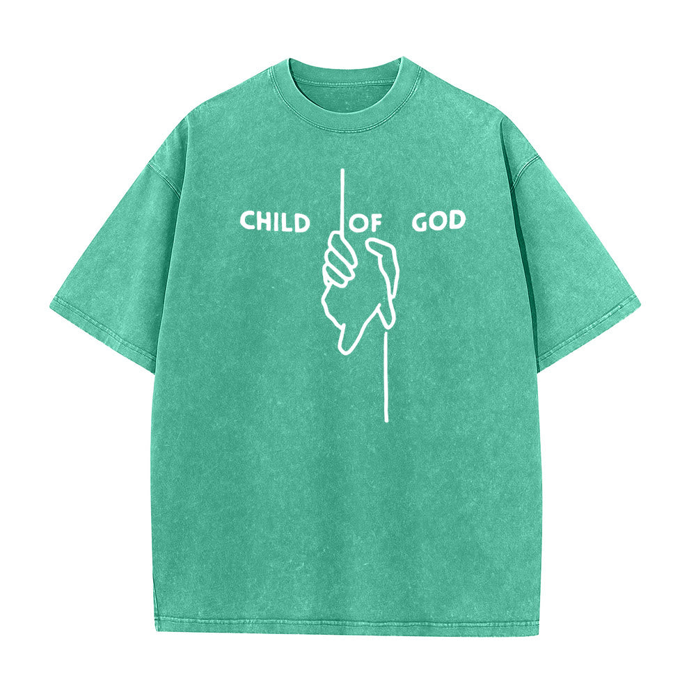Christianartworkshop Artistic Child of God Unisex Washed T-Shirt: Hand - Cross Design and Eternal Faith