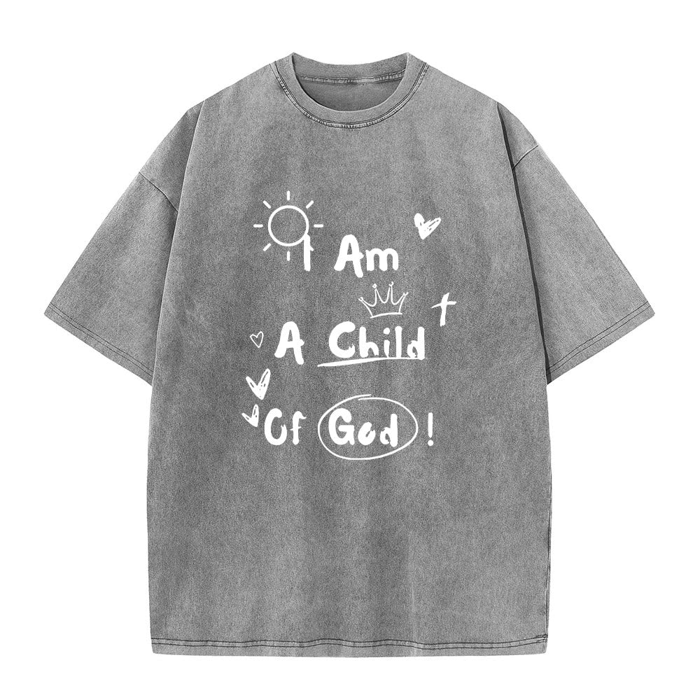 Christianartworkshop Vibrant Doodle Style I am a child of God Washed T-Shirt