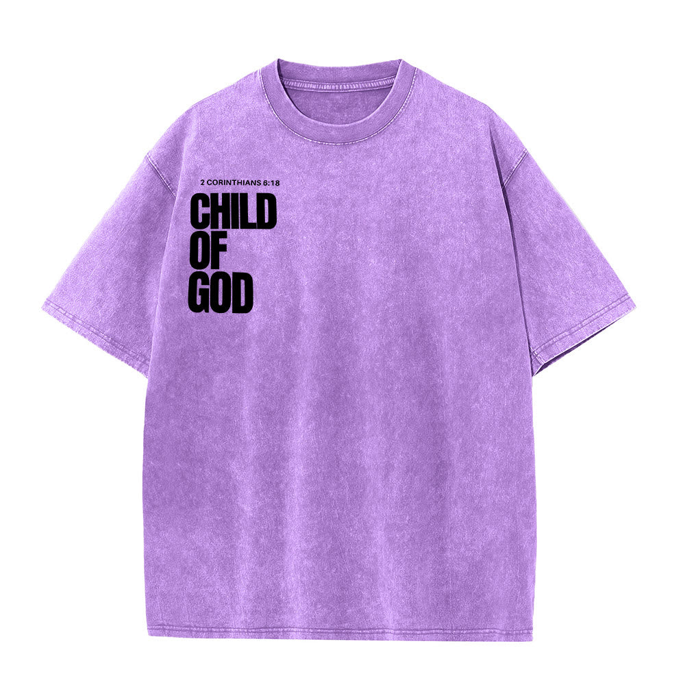 Christianartworkshop Minimalist Child of God Unisex Washed T-Shirt: Bold Faith in Clean Design