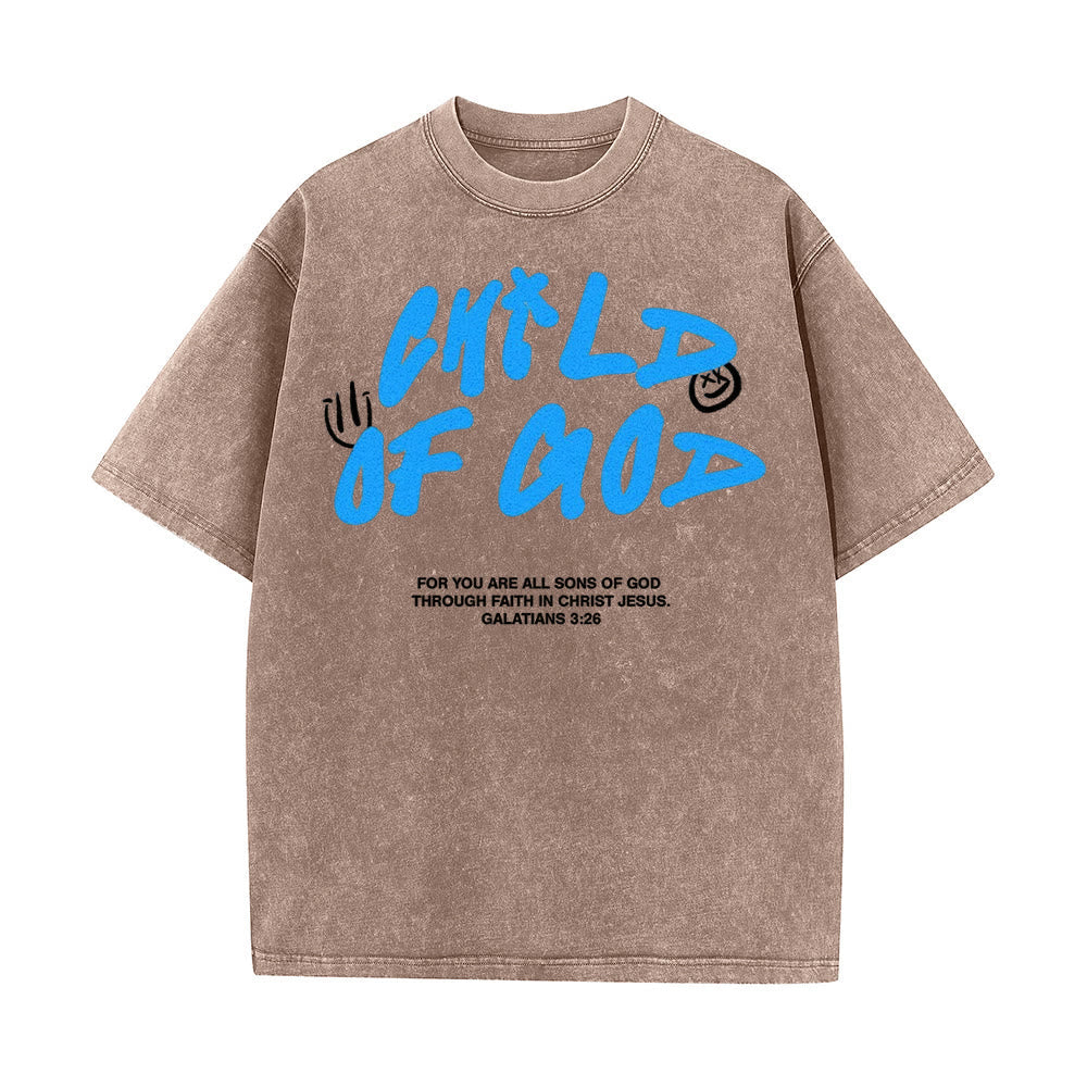 Christianartworkshop Vibrant Graffiti Style Child of God Unisex Washed T-Shirt