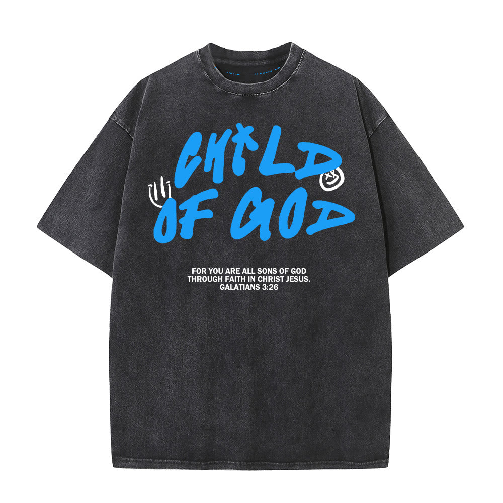 Christianartworkshop Vibrant Graffiti Style Child of God Unisex Washed T-Shirt