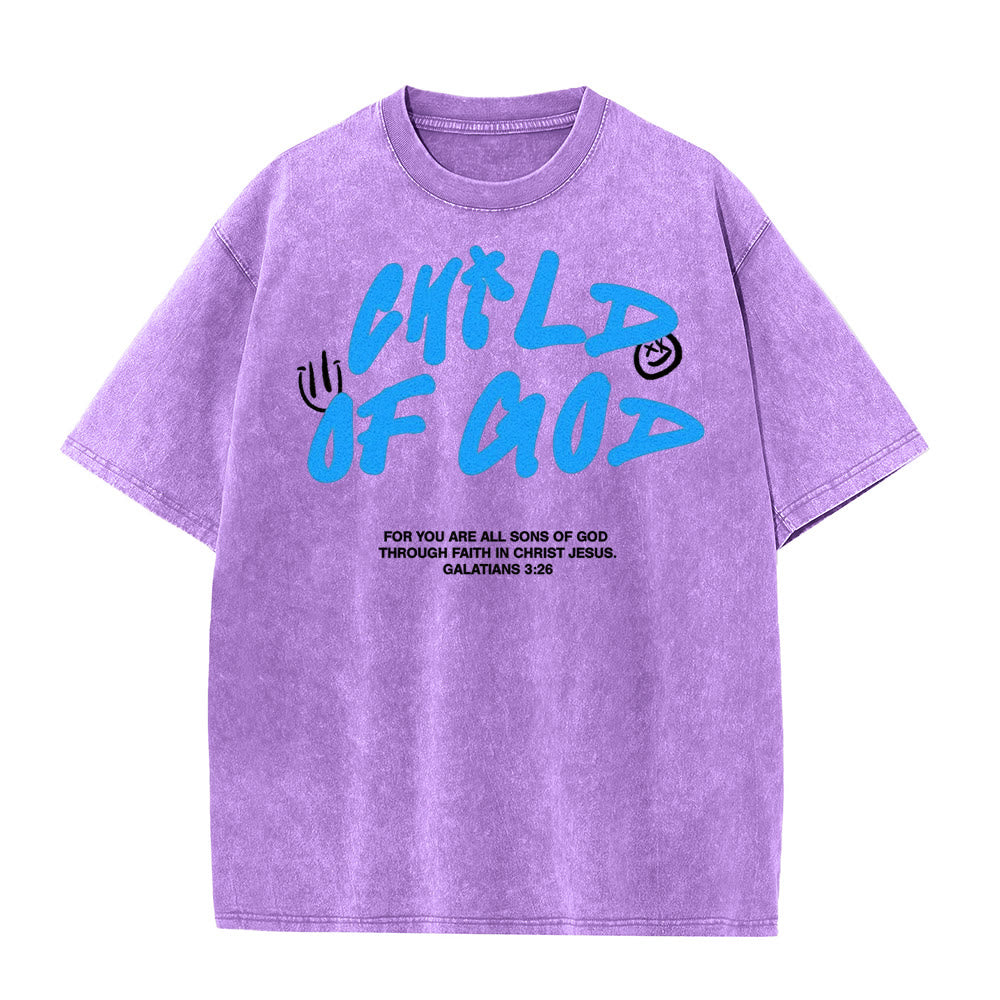 Christianartworkshop Vibrant Graffiti Style Child of God Unisex Washed T-Shirt