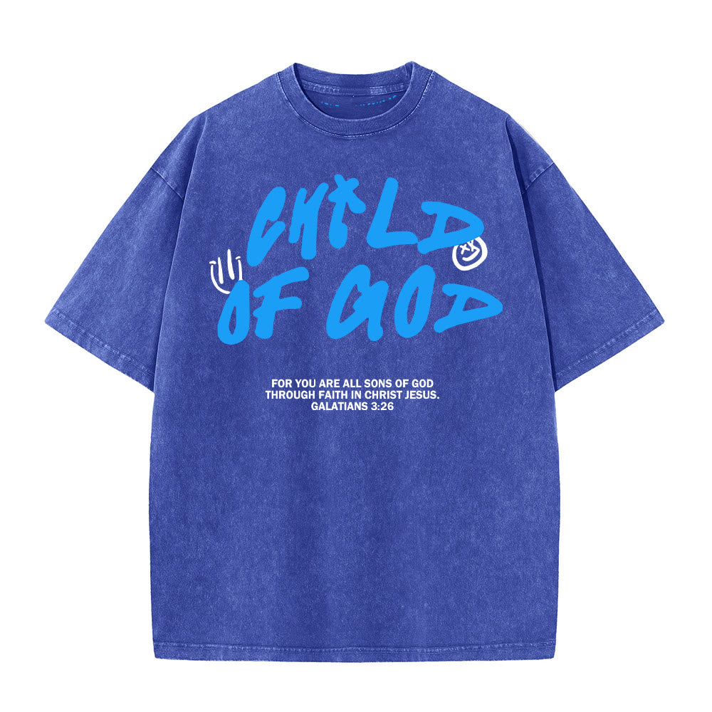Christianartworkshop Vibrant Graffiti Style Child of God Unisex Washed T-Shirt