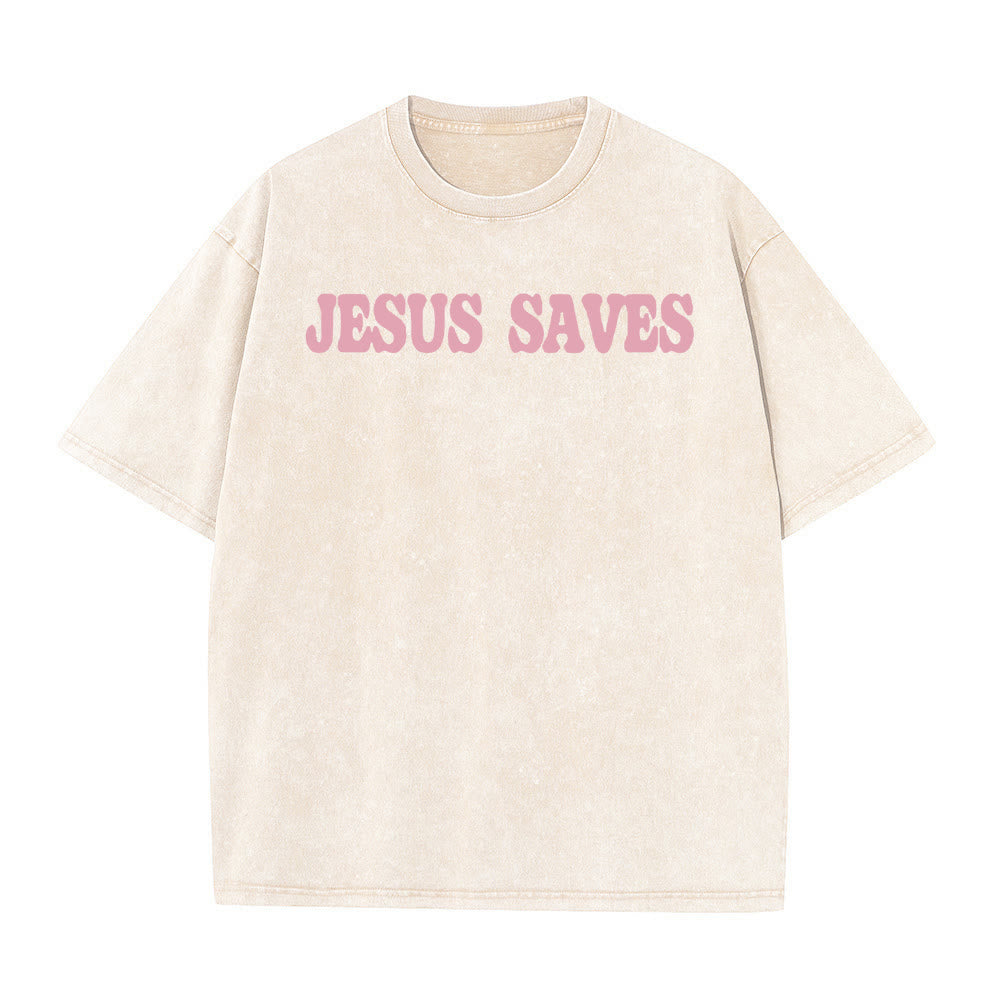 Christianartworkshop Jesus Saves Unisex Washed T-Shirt