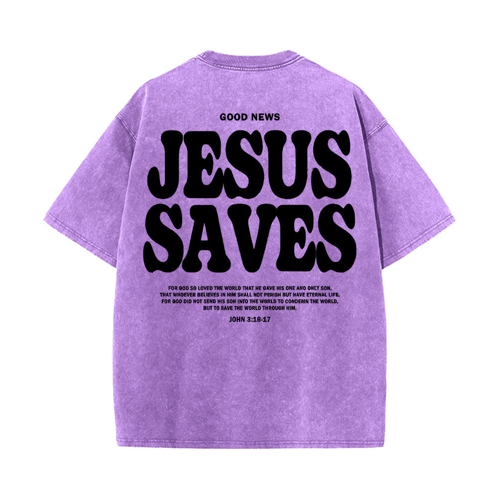 Christianartworkshop Jesus Saves Unisex Washed T-Shirt