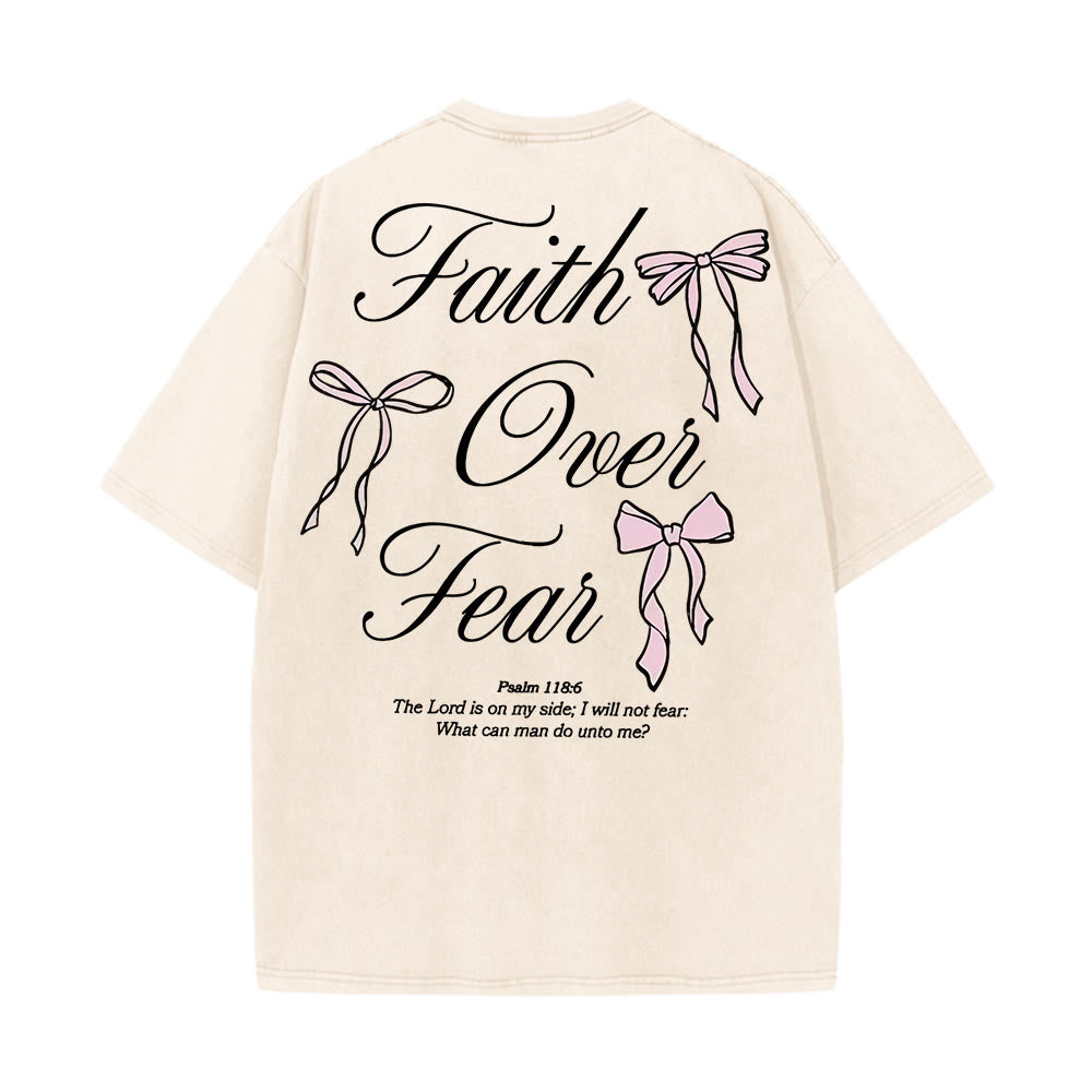 Christianartworkshop Faith Over Fear Unisex Washed T-Shirt