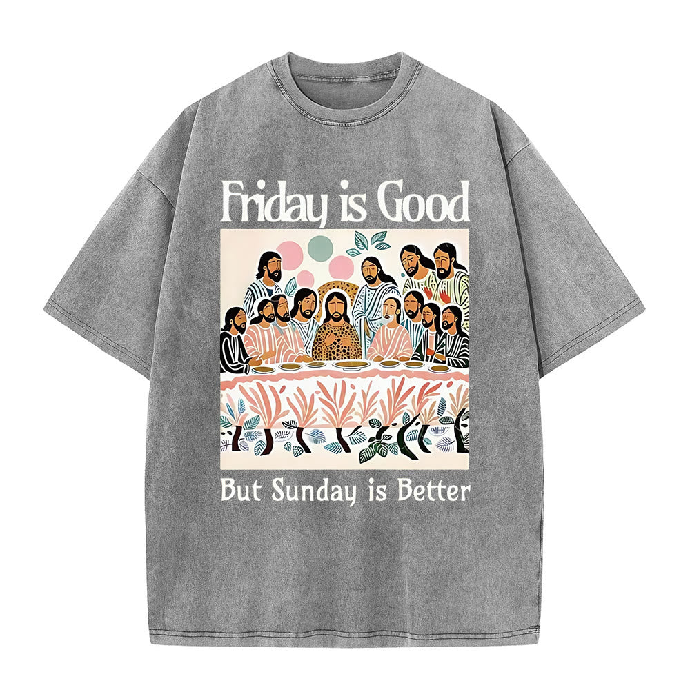 Christianartworkshop Friday Is Good Colorful Washed T-shirt