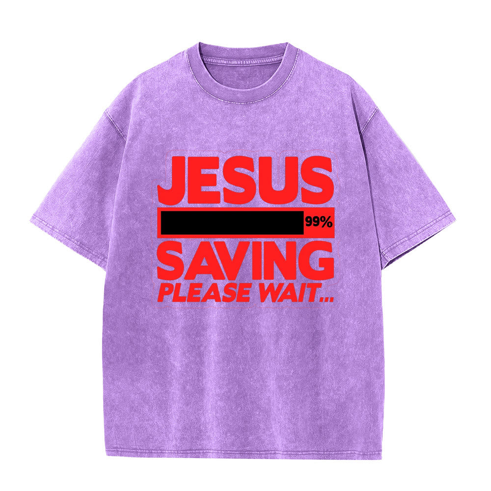 Christianartworkshop Jesus Saving Please Wait Unisex Washed T-shirt