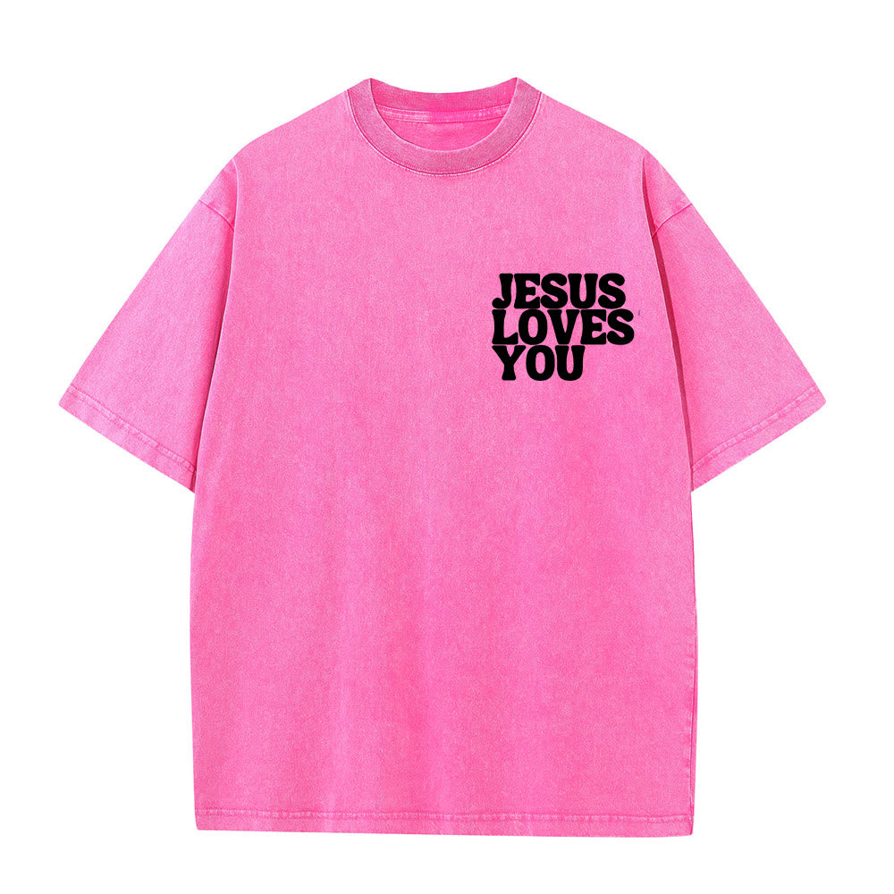 Christianartworkshop Good News Jesus Loves You Unisex Washed T-shirt