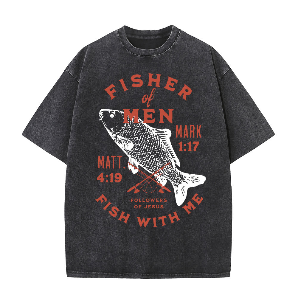 Christianartworkshop Followers of Jesus Fisher of Men Unisex Washed T-Shirt