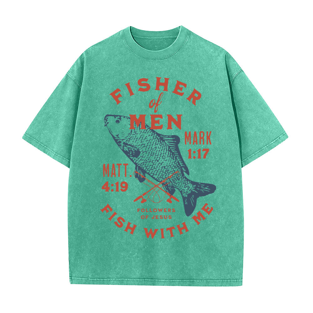 Christianartworkshop Followers of Jesus Fisher of Men Unisex Washed T-Shirt