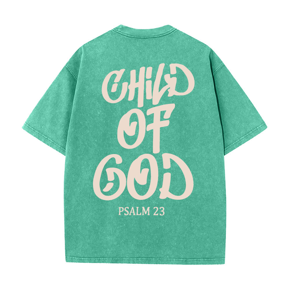 Christianartworkshop Chic Spiritual Child of God Psalm 23 Unisex Washed T-Shirt
