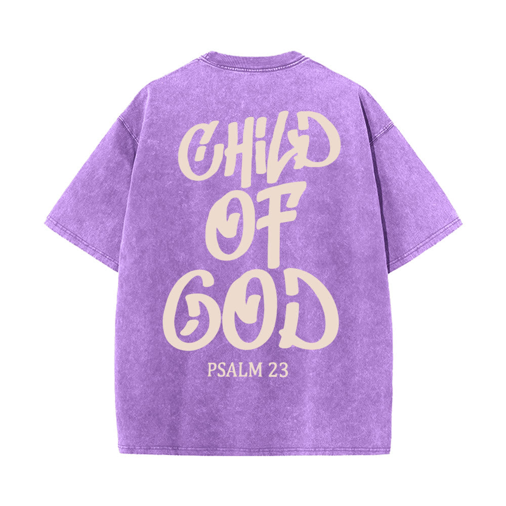 Christianartworkshop Chic Spiritual Child of God Psalm 23 Unisex Washed T-Shirt