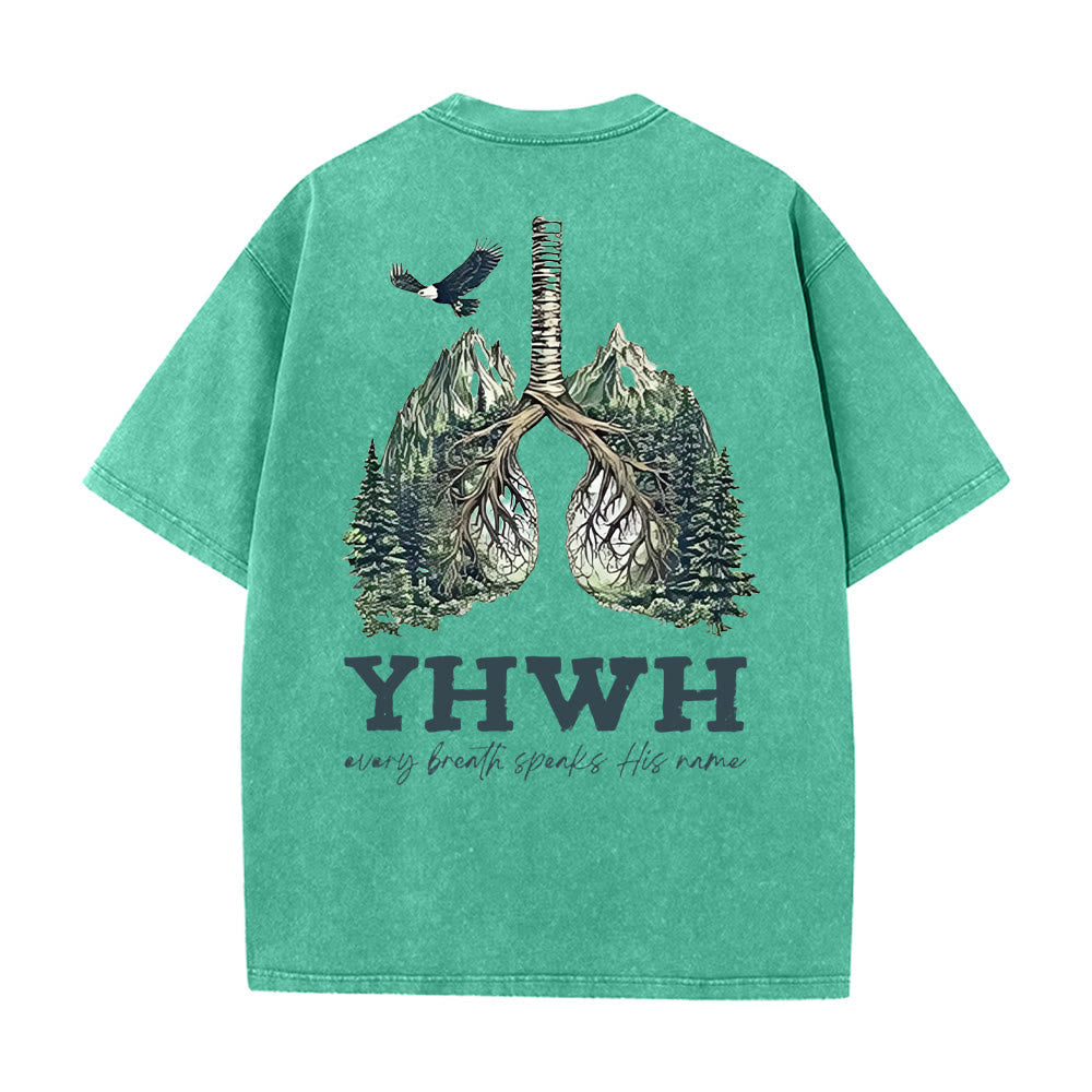 Christianartworkshop Every Breath Speaks His Name Unisex Washed T-shirt