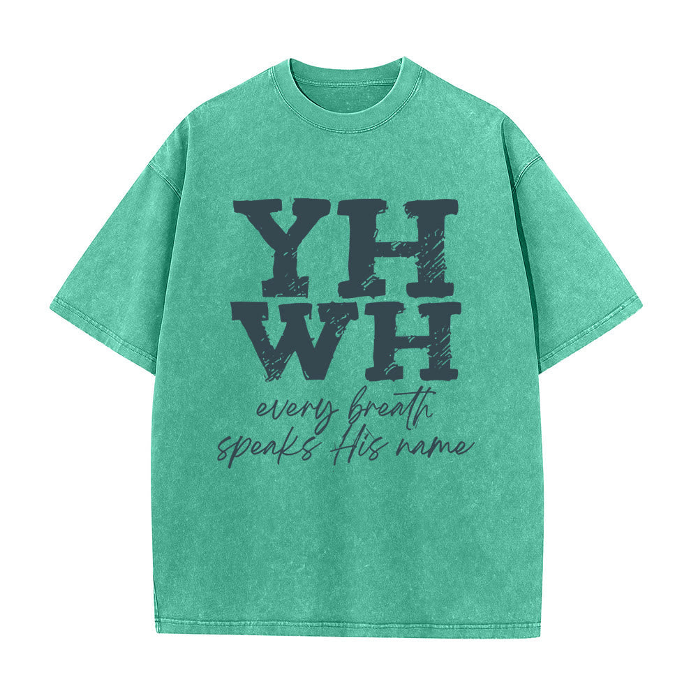 Christianartworkshop Every Breath Speaks His Name Unisex Washed T-shirt