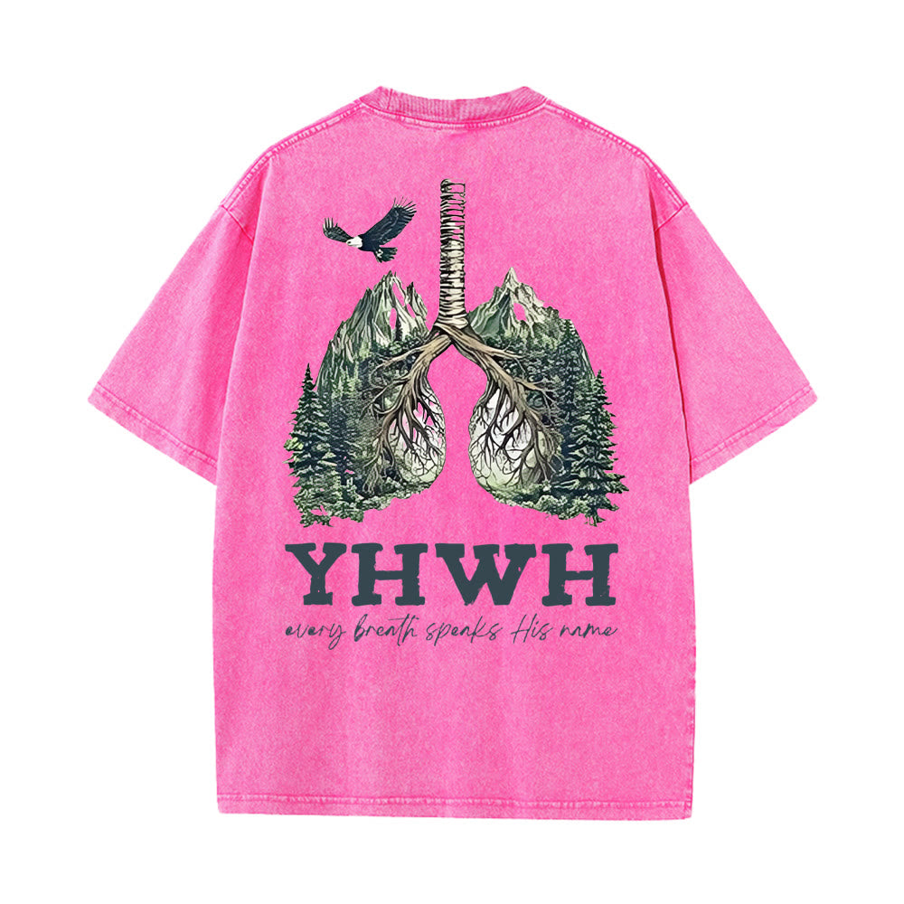 Christianartworkshop Every Breath Speaks His Name Unisex Washed T-shirt