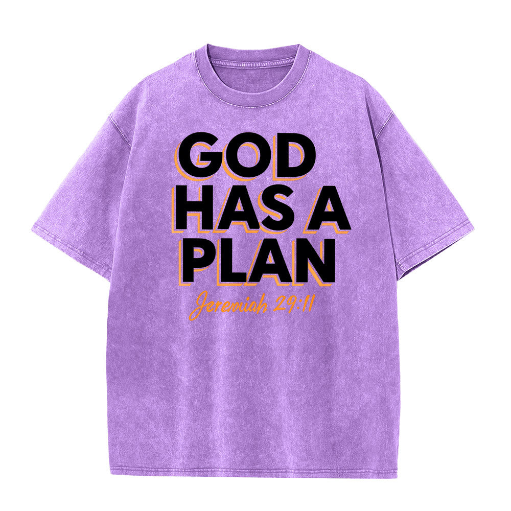 Christianartworkshop God Has A Plan Quote Unisex Washed T-Shirt