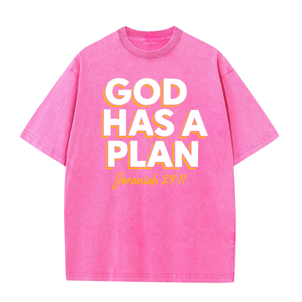 Christianartworkshop God Has A Plan Quote Unisex Washed T-Shirt