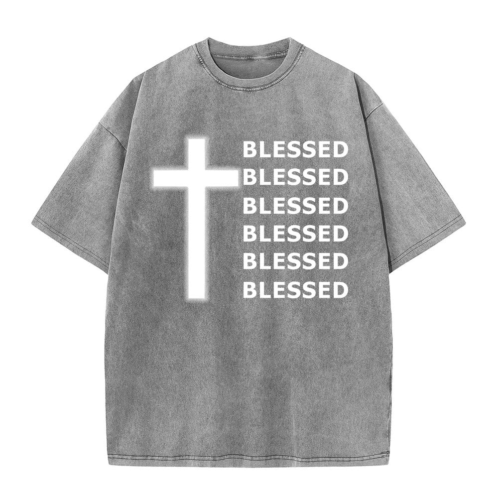 Christianartworkshop Gratitude-Filled Blessed Statement Unisex Washed T-Shirt