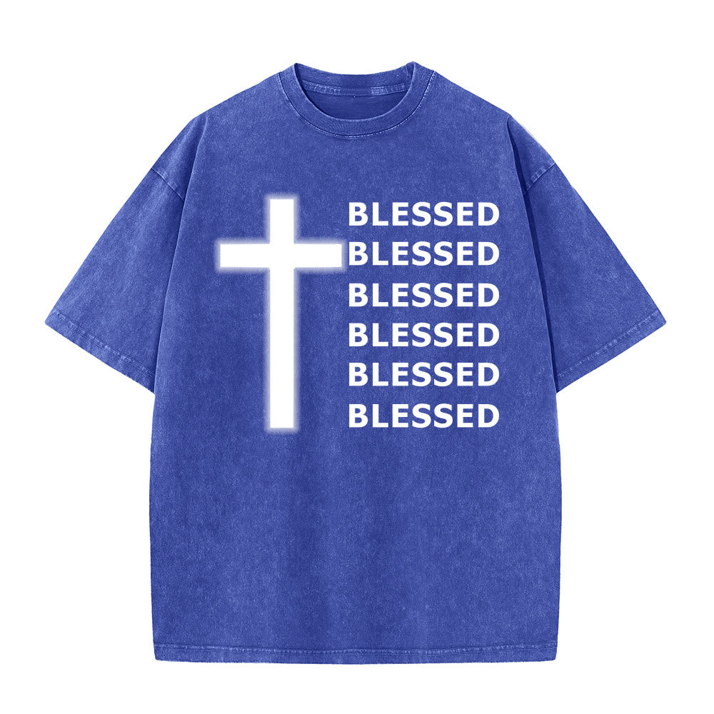 Christianartworkshop Gratitude-Filled Blessed Statement Unisex Washed T-Shirt