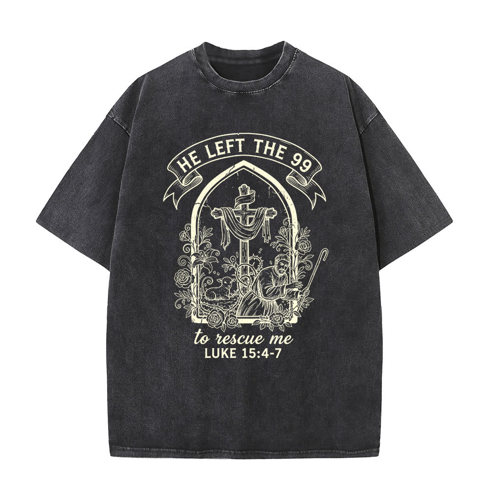 Christianartworkshop His Relentless Care Shepherd & Lamb Unisex Washed T-Shirt