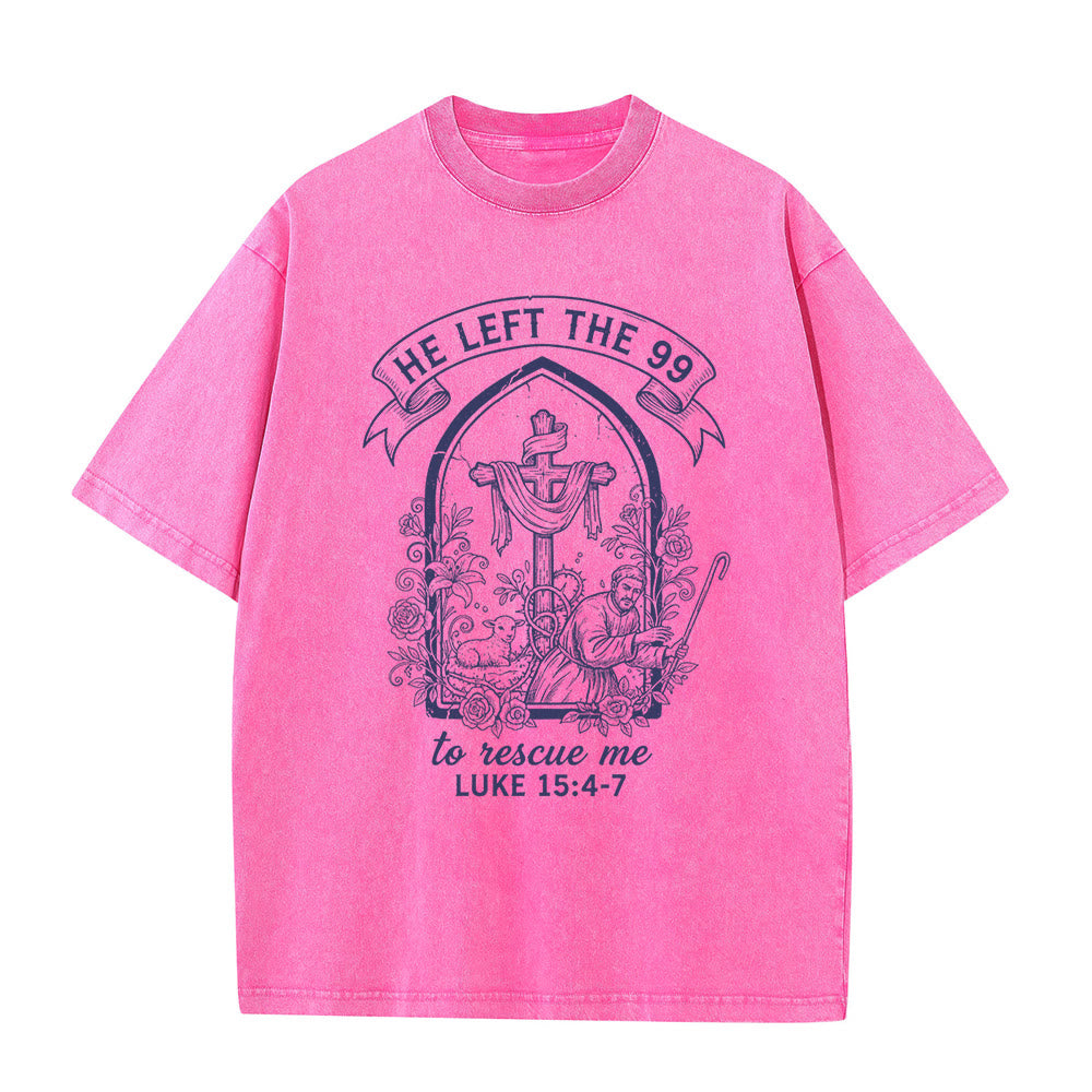 Christianartworkshop His Relentless Care Shepherd & Lamb Unisex Washed T-Shirt