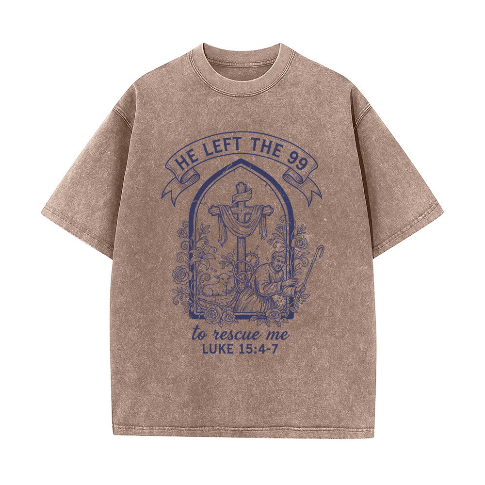 Christianartworkshop His Relentless Care Shepherd & Lamb Unisex Washed T-Shirt